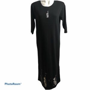 Cat Appliqué Maxi Dress Needle & Thread S Black Cat Lady Knit
